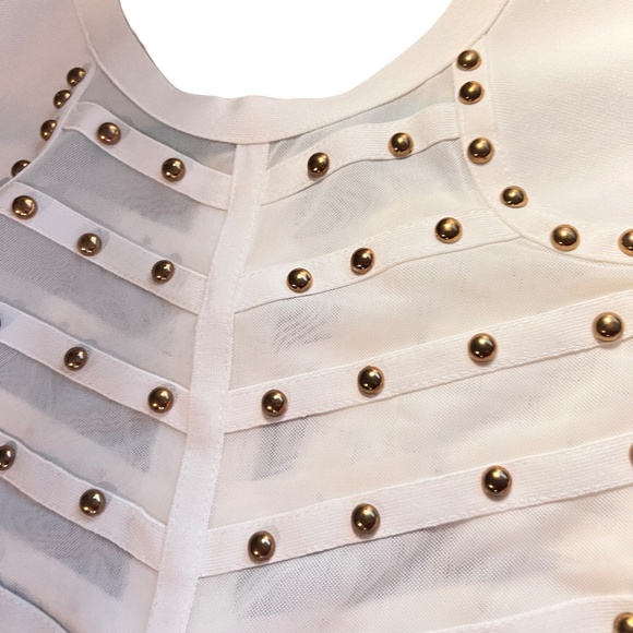 #A097    FT INC  Romantic  White Studded  Vintage  Bodycon Dress  NWT   XL - Picture 5 of 10